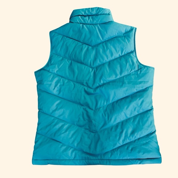 Land’s End Vest Blue Teal Puffer Sleeveless Full Zip Down Feathers Blend XS 2-4 - Picture 2 of 7